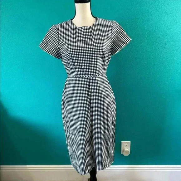 J crew Sheath dress in gingham bi-stretch cotton in size 8 - Picture 2 of 7